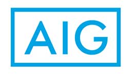 A blue and white logo of aig.